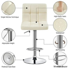 Chandresho Swivel Upholstered Adjustable Height Counter Stool With Metal Frame (Set Of 2)