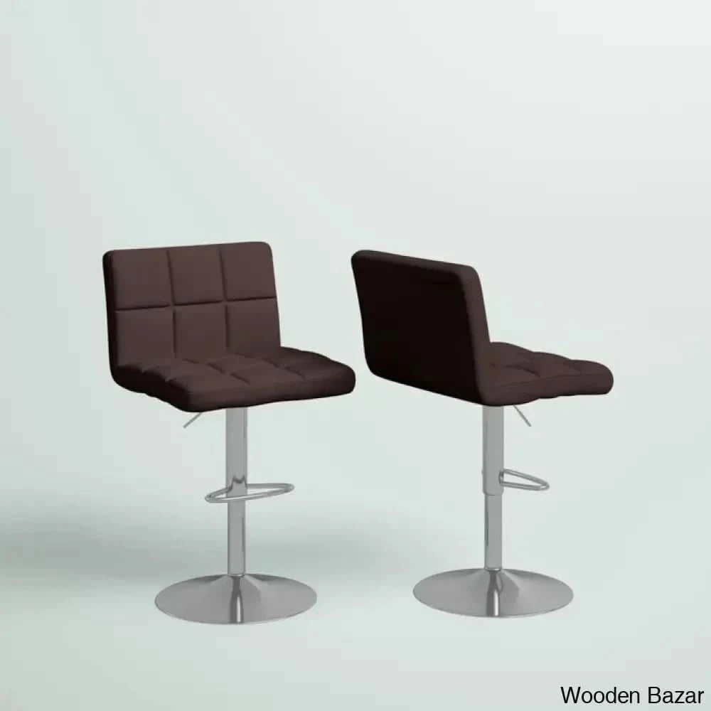 Chandresho Swivel Upholstered Adjustable Height Counter Stool With Metal Frame (Set Of 2) Brown