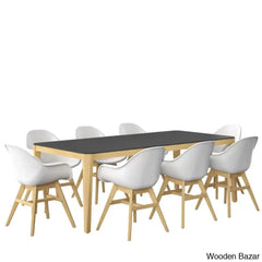 Charlton Luxury 8 Seater Wooden Dining Table Set - Bazar Black