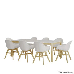 Charlton Luxury 8 Seater Wooden Dining Table Set - Bazar White
