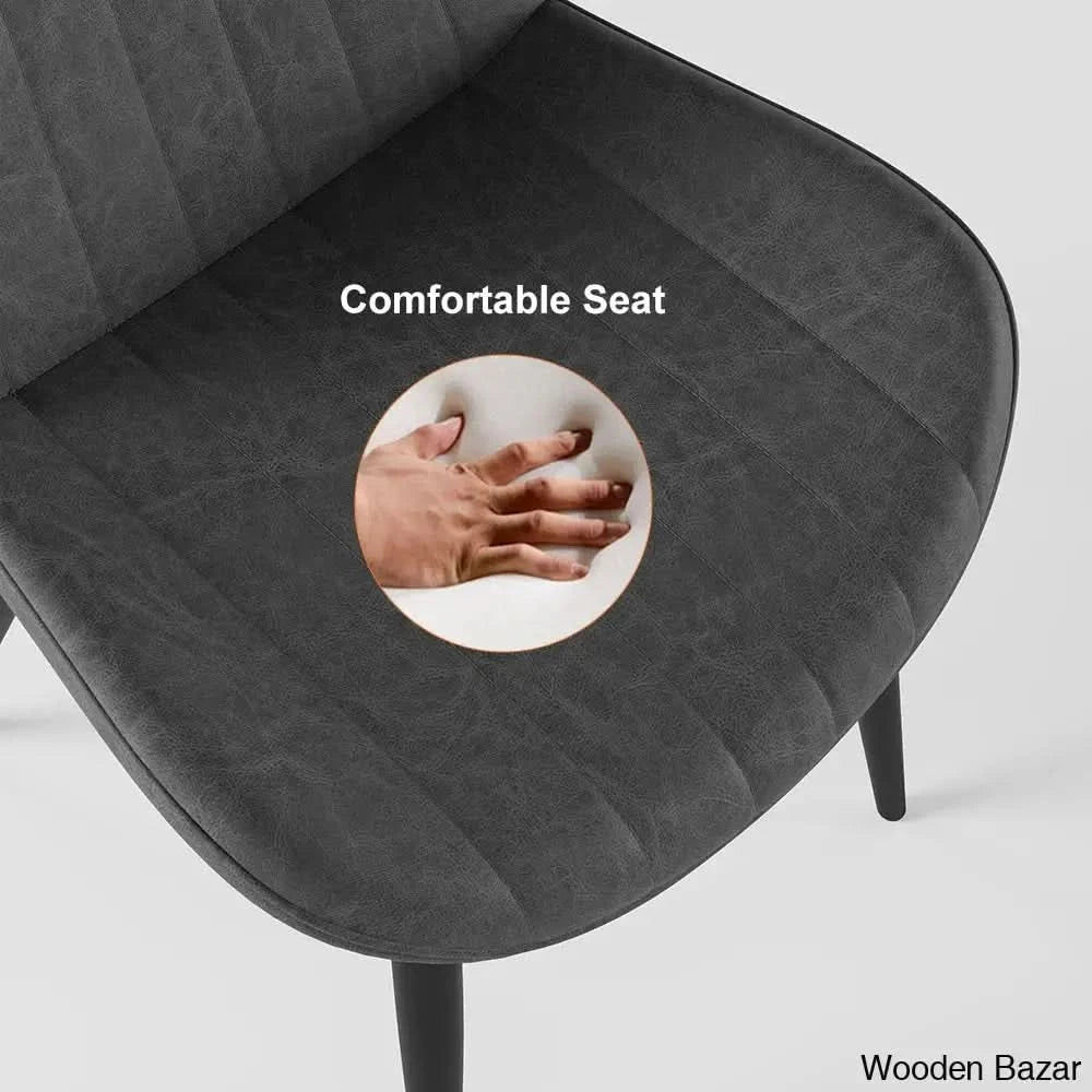 Chet Modern Gray Dining Chairs Set Of 2 Upholstered Pu Leather