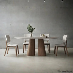 Churchill 4 Seater Stone Top Double Pedestal Dining Set 29.53āāH X 78.74āāL 35.43āāW