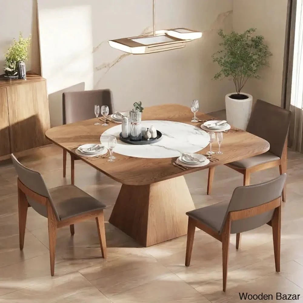 Clachad New 4 Seater Dining Table Set For Luxury Living -Wooden Bazar 29.5āāH X 59āāL 59āāW