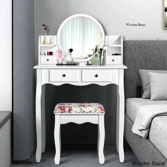 Clarkson Vanity Dressing Table With Mirror And Stool White