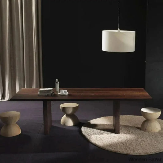 Clem Luxury Rectangular Wooden Dining Table - Bazar