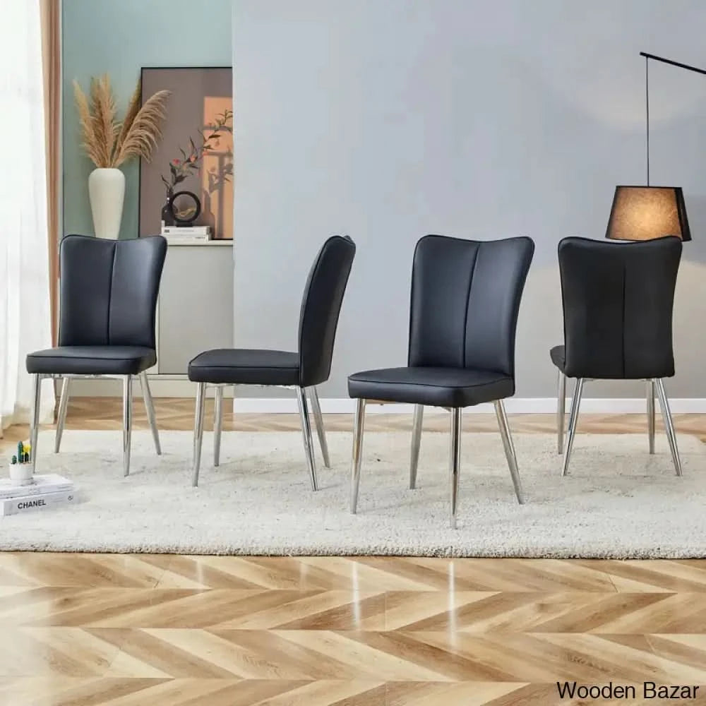 Clemency 4 Seater Glass Top Dining Set - Wooden Bazar