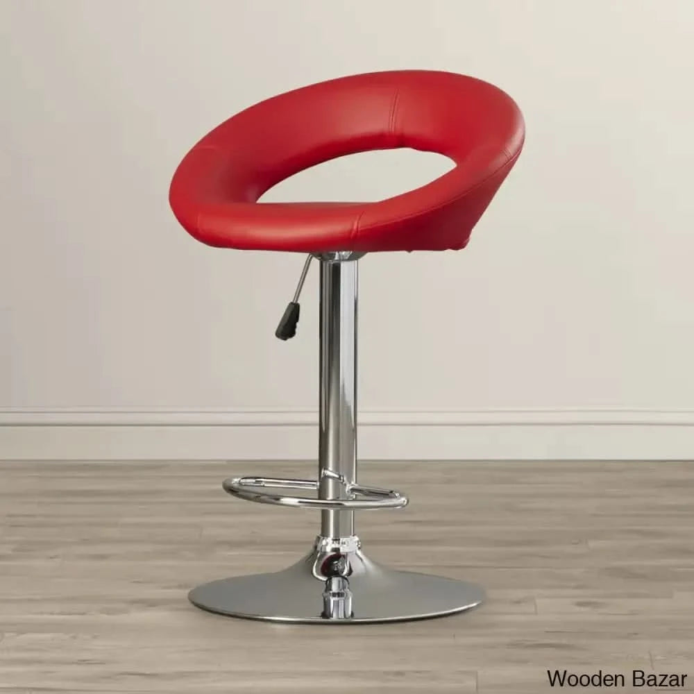 Contemporarylo Vinyle Swivel Rounded Orbit-Style Back Adjustable Height Counter And Bar Stool With
