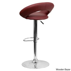 Contemporarylo Vinyle Swivel Rounded Orbit-Style Back Adjustable Height Counter And Bar Stool With