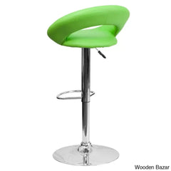 Contemporarylo Vinyle Swivel Rounded Orbit-Style Back Adjustable Height Counter And Bar Stool With
