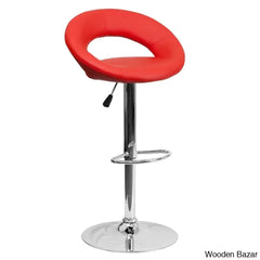 Contemporarylo Vinyle Swivel Rounded Orbit-Style Back Adjustable Height Counter And Bar Stool With