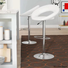 Contemporarylo Vinyle Swivel Rounded Orbit-Style Back Adjustable Height Counter And Bar Stool With