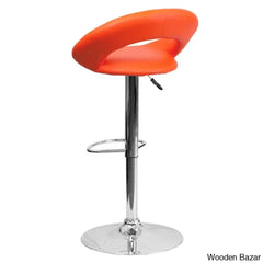 Contemporarylo Vinyle Swivel Rounded Orbit-Style Back Adjustable Height Counter And Bar Stool With