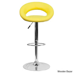 Contemporarylo Vinyle Swivel Rounded Orbit-Style Back Adjustable Height Counter And Bar Stool With