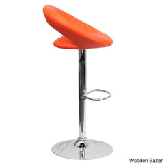 Contemporarylo Vinyle Swivel Rounded Orbit-Style Back Adjustable Height Counter And Bar Stool With