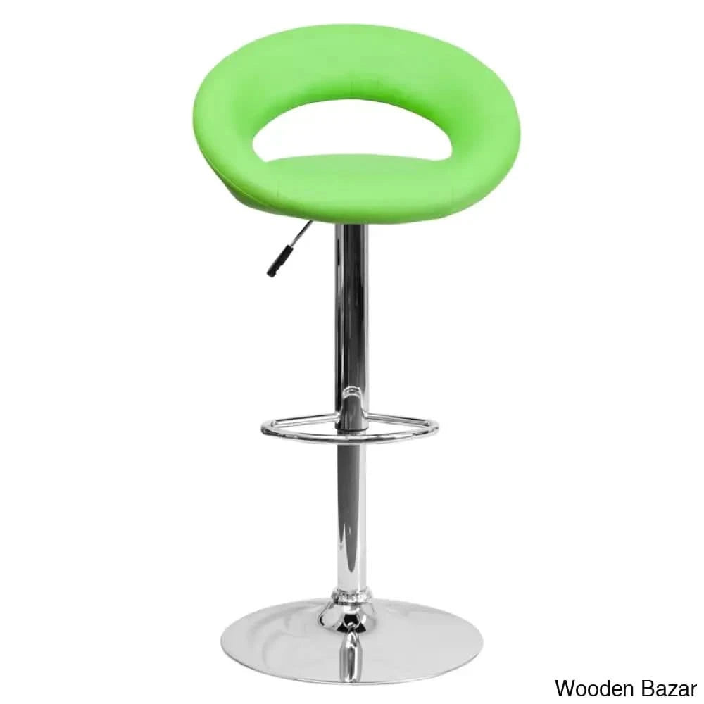Contemporarylo Vinyle Swivel Rounded Orbit-Style Back Adjustable Height Counter And Bar Stool With