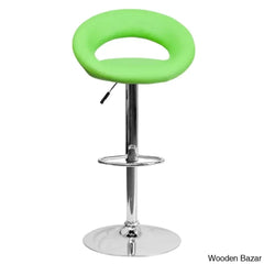 Contemporarylo Vinyle Swivel Rounded Orbit-Style Back Adjustable Height Counter And Bar Stool With
