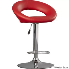 Contemporarylo Vinyle Swivel Rounded Orbit-Style Back Adjustable Height Counter And Bar Stool With