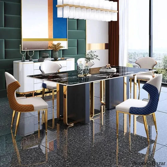 Cook Royal 4 Seater Dining Table Set With Black Marble Top