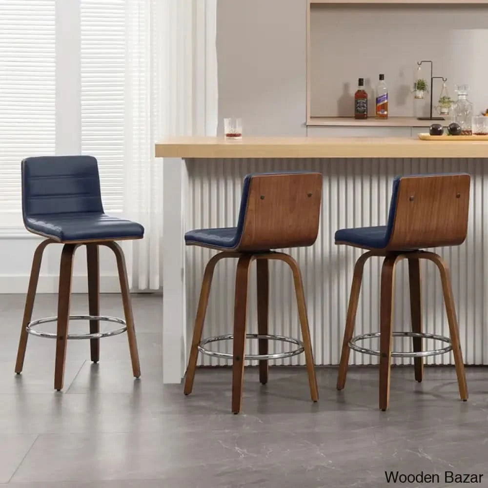 Corria Swivel Upholstered Counter & Bar Stool (Set Of 3) Blue / (26āā Seat Height)