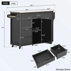Crader Wood Kitchen Cart Trolley Cart Cabinet Kitchen Island With Storage