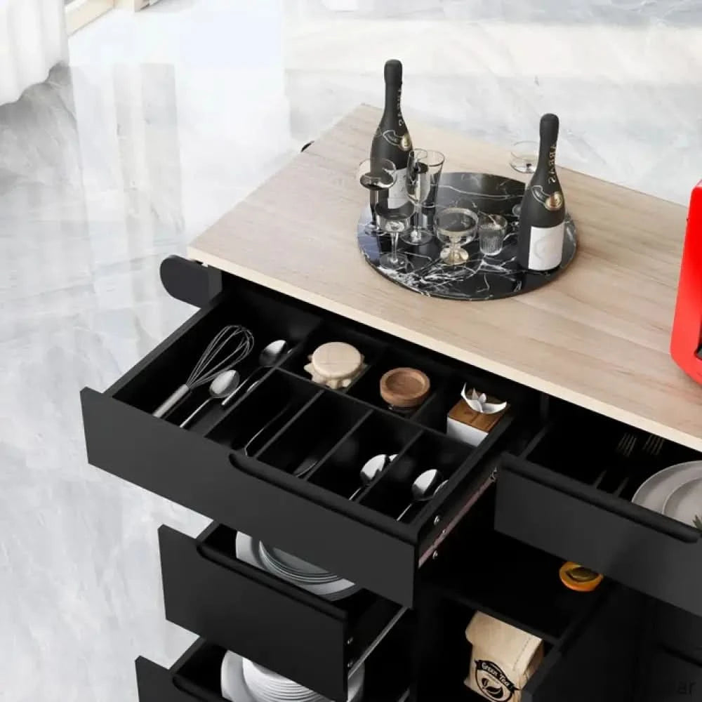 Crader Wood Kitchen Cart Trolley Cart Cabinet Kitchen Island With Storage