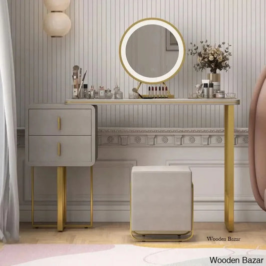 Creekside 39.4’’ Makeup Dressing Table And Vanities With Dresser Led Lights Mirror Stool