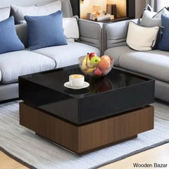 Curreyl Square 360° Rotating Coffee And Center Table With 2 Drawers