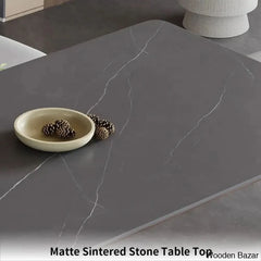 Daelen 6 Seater Stone Top Pedestal Dining Set - Wooden Bazar