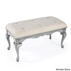 Daena Modern Grace Upholstered Bench - Wooden Bazar Powder Grey
