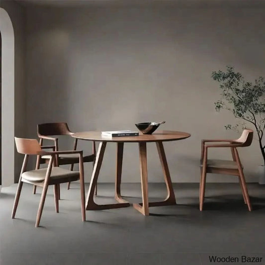 Dana 4 Seater Solid Wood Sled Dining Set - Wooden Bazar 29.5’’H X 59’’L 59’’W