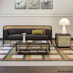 Dannifer Solid Wood Two-Seater Sofa With Empowered Living With Elegant Design Black / 3 Seater