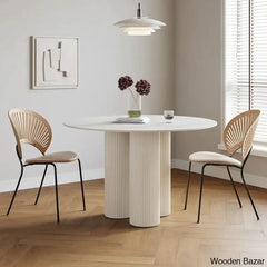 Darleen Modern Oval Dining Table With White Sintered Stone Top And Three Sleek Legs