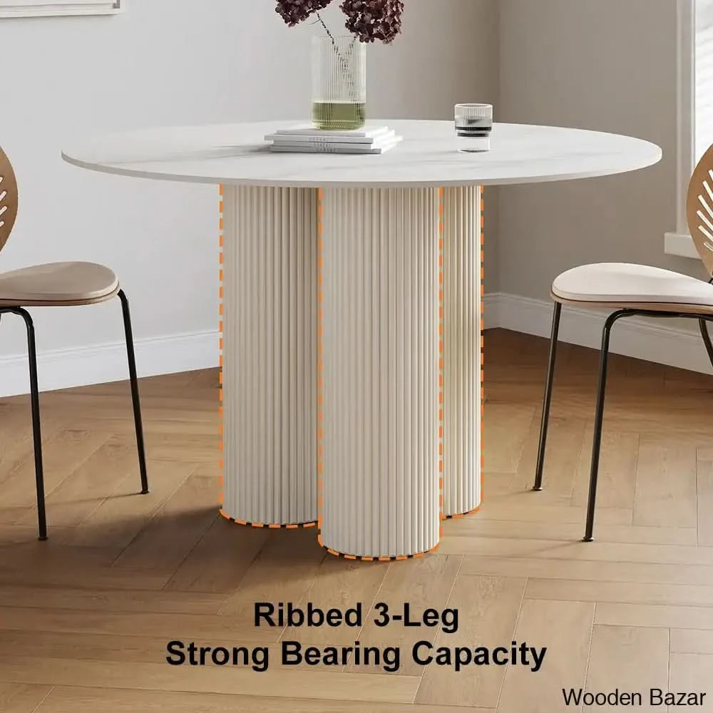 Darleen Modern Oval Dining Table With White Sintered Stone Top And Three Sleek Legs