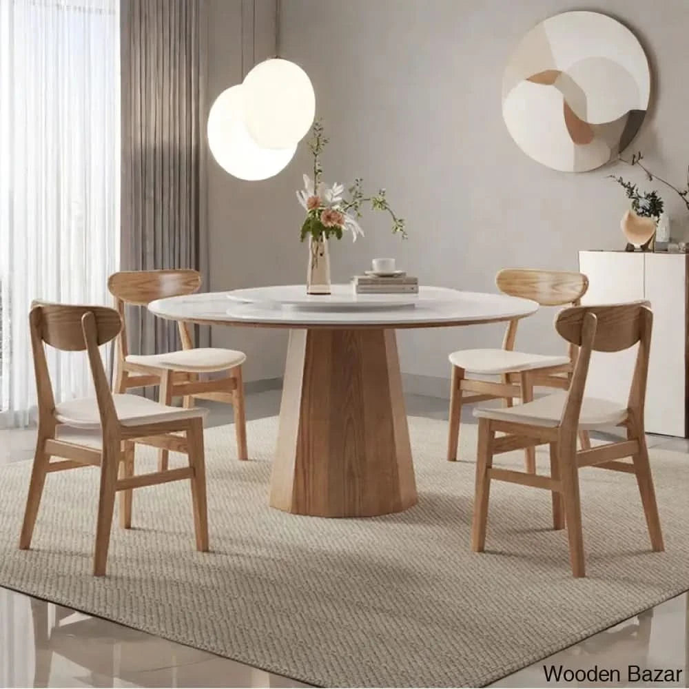Darnell Luxury 4/6/8 Seater Pedestal Dining Set - Wooden Bazar 29.5āāH X 53.1āāL 53.1āāW / 4