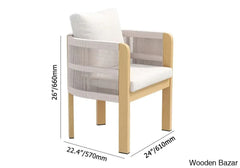 Delsie 6 Seater Aluminium Outdoor Dining Table Set With Extendable And Wooven Arm Chair