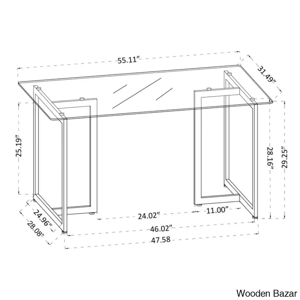 Depton New 4 Seater Glass Top Sled Dining Set
