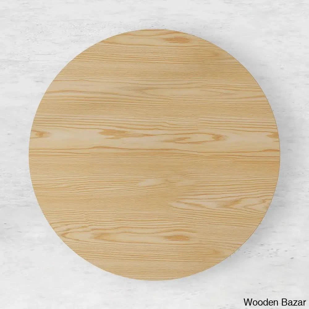 Devon Cozy 40’’ Round Wooden Dining Table Set With Blue Upholstered Chairs