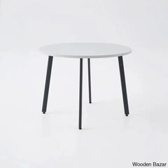 Devon Cozy 40’’ Round Wooden Dining Table Set With Blue Upholstered Chairs