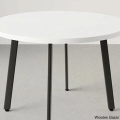 Devon Cozy 40’’ Round Wooden Dining Table Set With Blue Upholstered Chairs