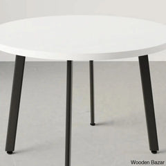 Devon Cozy 40’’ Round Wooden Dining Table Set With Blue Upholstered Chairs