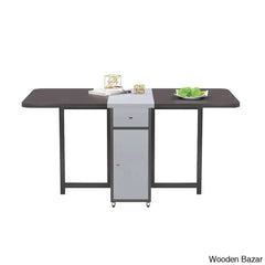 Divinity Modern Gray Folding Dining Table Set - 5-Piece Rectangle Wood Design With Chairs