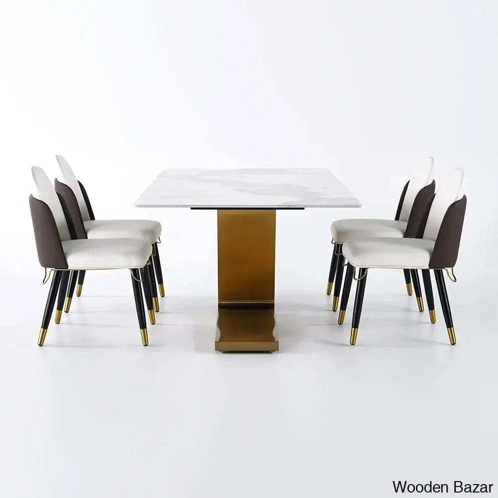 Dorothy 70.9’’ Modern Dining Set With Sintered Stone Table Top And 6 Sleek Chairs