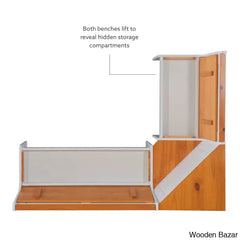 Dragon 5 Seater Corner Pine Breakfast Nook With Hidden Storage