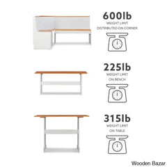 Dragon 5 Seater Corner Pine Breakfast Nook With Hidden Storage