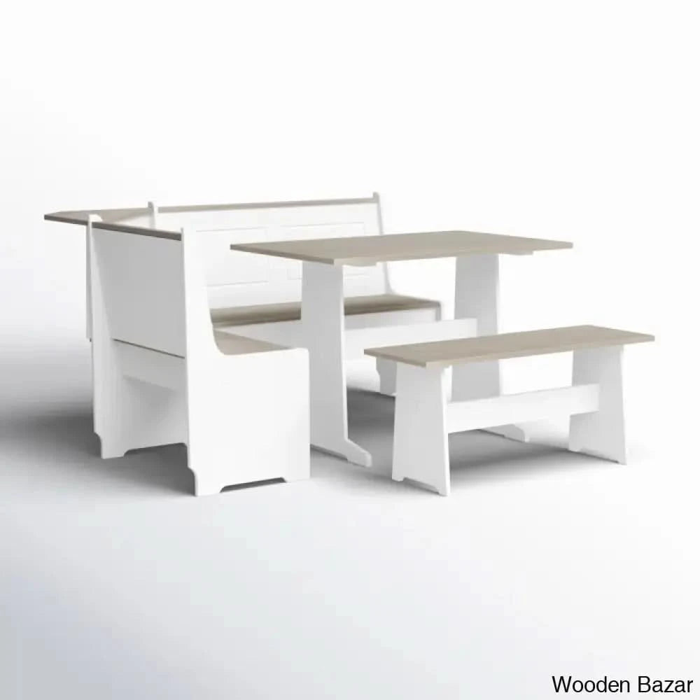 Dragon 5 Seater Corner Pine Breakfast Nook With Hidden Storage