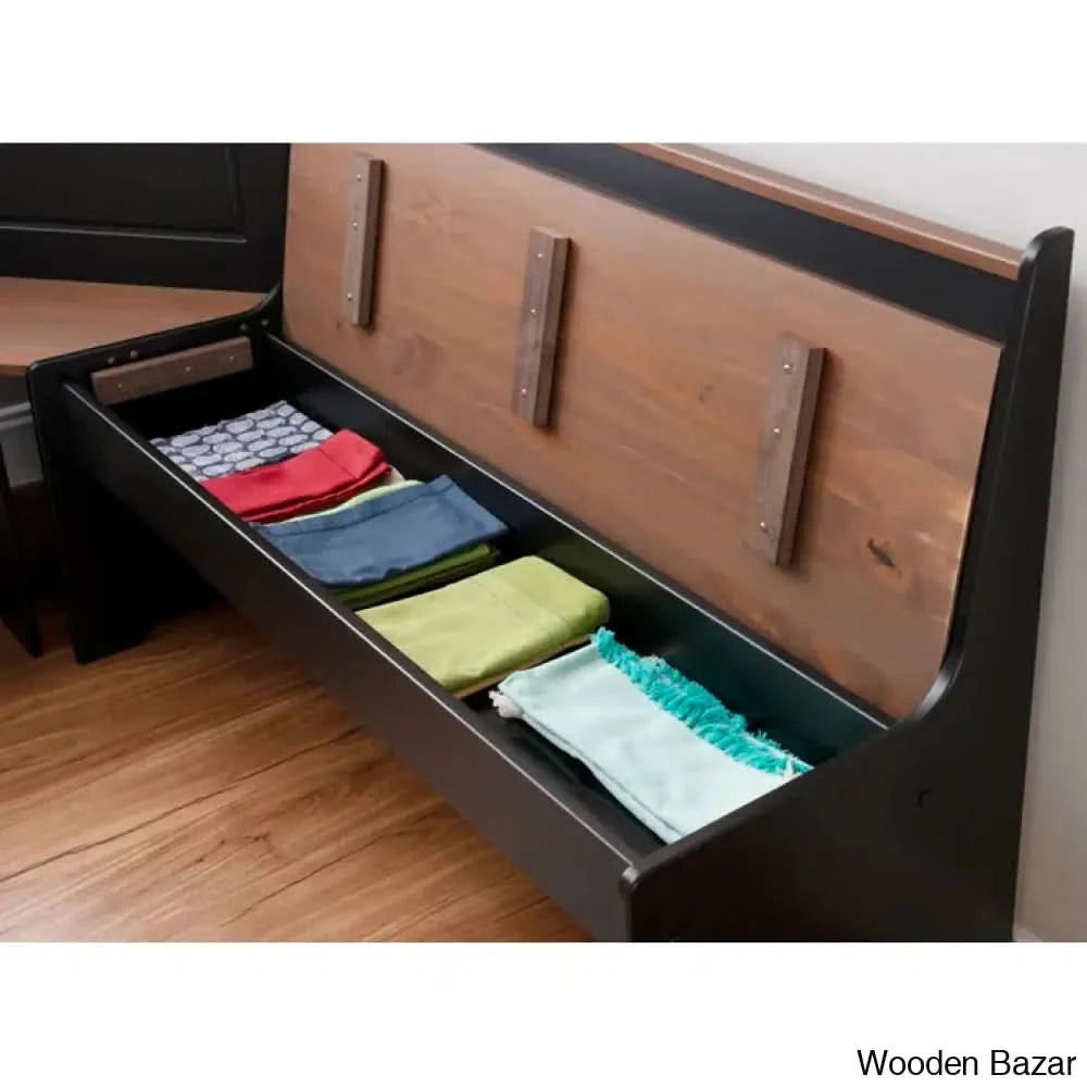 Dragon 5 Seater Corner Pine Breakfast Nook With Hidden Storage