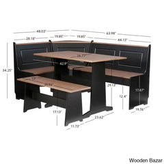 Dragon 5 Seater Corner Pine Breakfast Nook With Hidden Storage