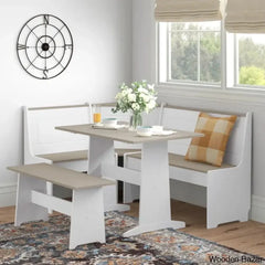 Dragon 5 Seater Corner Pine Breakfast Nook With Hidden Storage Gray