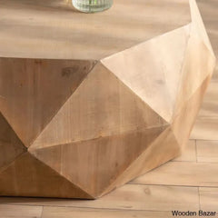 Dreightone Three-Dimensional Embossed Pattern Design Coffee And Center Table Round Wood