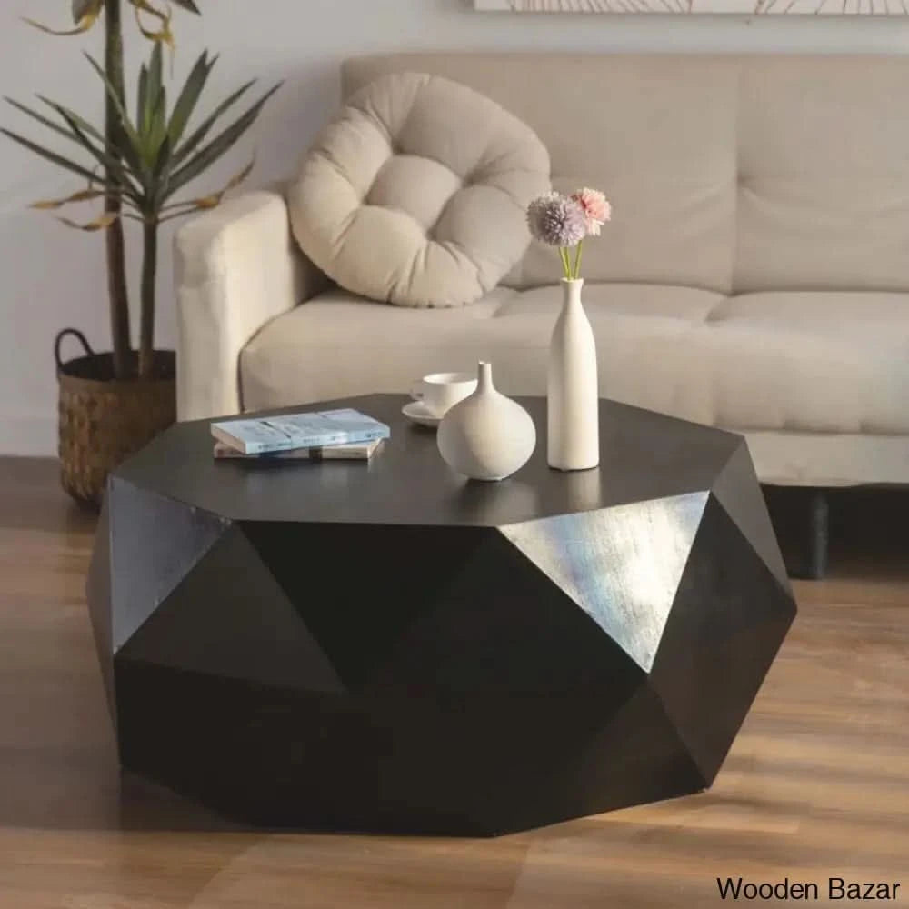 Dreightone Three-Dimensional Embossed Pattern Design Coffee And Center Table Round Wood